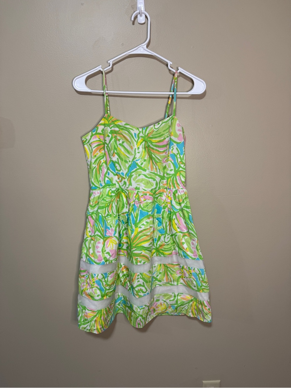 Lilly Pulitzer Lime Green Tropical Print Sundress
